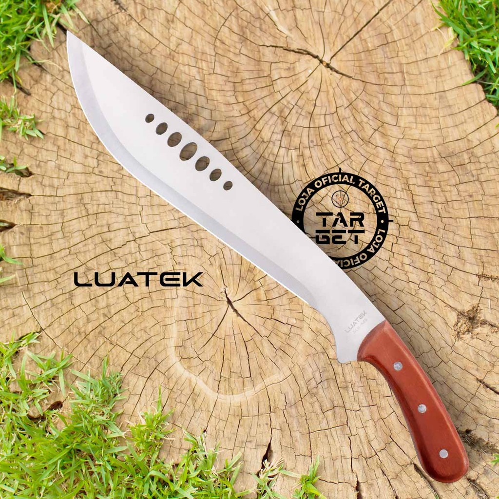 FACÃO FACA KUKRI FULL TANG LÂMINA EM AÇO INOX COM BAINHA CAMPO PESCA SÍTIO AFIADO LUATEK SLK A65