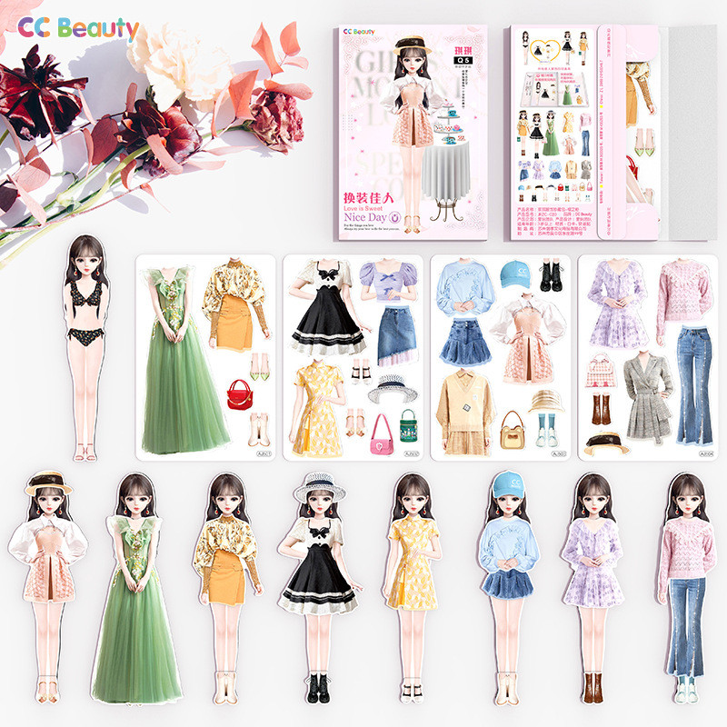 Magnetic Dress Up Faking Play Clothes Toys Magnetic Stickers Paper Created  Imagine Set Magnetic Dress Paper Doll | Shopee Brasil