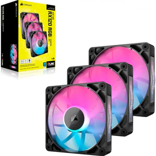 Kit com 3 Fans Corsair 120mm iCUE Link RGB RX120 Preto