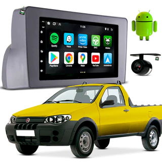 Kit Central Mutimidia Android 7 Pol Strada1995 96 A 2000 2001 2002 2003 2004 2005 Moldura Cinza