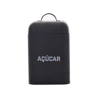 Lata Açúcar Retrô Preta 12x19x12Cm Aço em Oferta na Shopee