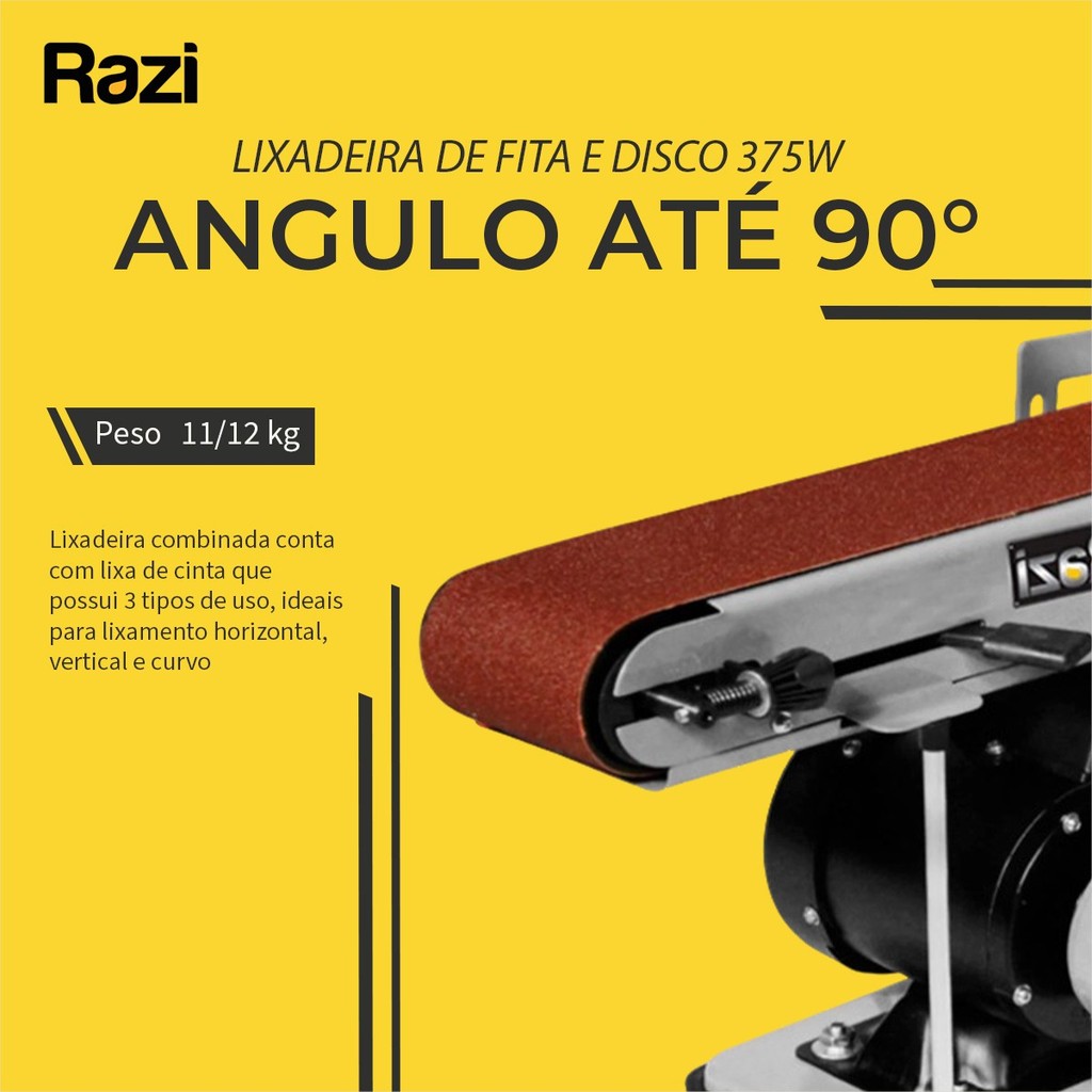 LIXADEIRA FITA/DISCO - 220V RZ-LFDB914M2 375W RAZI | Shopee Brasil