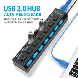Hub Régua Usb 2.0 4 Ou 7 Portas Pc Hd Externo Pendrive