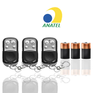 KIT 3 Controle ORIGINAL de Portão Electrónico Remoto Compatível 433Mhz automático Garagem 4 Botões Residencial universal