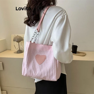 Lovito Casual simples Coração Colorblock sacola de ombro de grande capacidade Bolsa para mulheres LFA32370