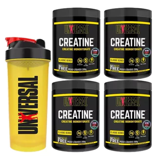 Combo 4x Creatina Universal 200g Universal Nutrition + Coqueteleira Universal em Oferta na Shopee