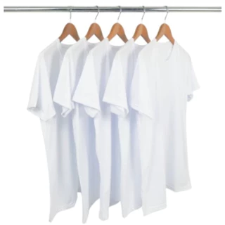 kit 5 Camisetas Brancas 100% Poliéster