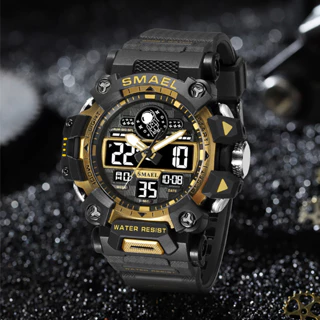 SMAEL 8078 Relógio De Pulso Masculino De Quartzo Esportivo Com Duplo Display LED À Prova D
