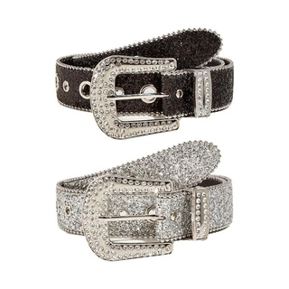 POOP Cintos Góticos De Rhinestone De Couro De PU Cowboy Ocidental Y2K Moda Para Meninas Jeans Homens