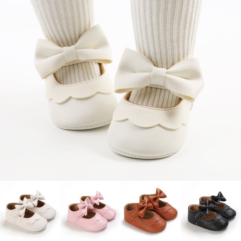 2024 Sapatos Para Bebês Recém-Nascidos Princesa Bebê Com Renda Não Deslizante Sólidos Primeiro Andarilho