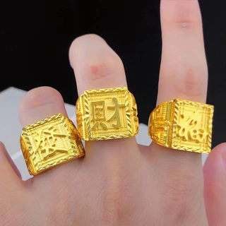 Um Anel da Fortuna Masculina Estilo Chinês Anel de Metal Aberto Estilo Vinho Aberto Anel Ajustável