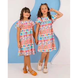 Vestido Infantil Jardim Arco Íris