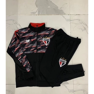 Nova jaqueta 24/25 preto São Paulo longa camisa de manga comprida com zíper terno de treinamento pré-jogo 2024