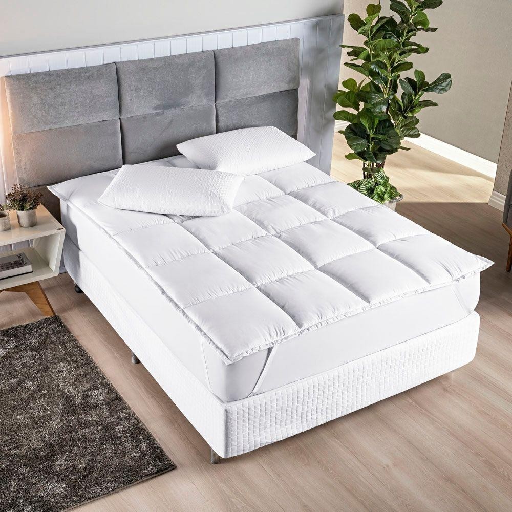 Protetor De Colchão Macio Pillow Top Queen Scartec Micropercal 200 Fios - Branco