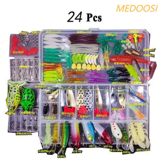MEDOOSI-(LUC) Novo Conjunto 24 pcs Pilhas Minnow Iscas De Pesca Colher Ganchos Isca De Peixe Kit Na Caixa De Artificial Equipamento