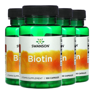 Kit 4x Biotina 5000mcg e Cabelo Pele Unhas Swanson 100Caps/Made in Usa