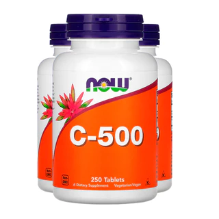 Kit 3x Vitamina C 500mg e Rosa Mosqueta Now Foods 250Tabls /Made in Usa