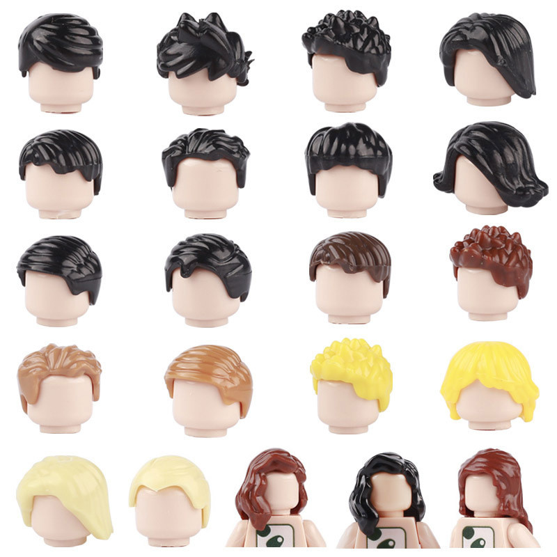 Minifigure Lego Compatível Penteado Meninos Meninas Armas Militares Cabelos Acessórios de Cena Crianças Montadas Bloco de Construção Brinquedos
