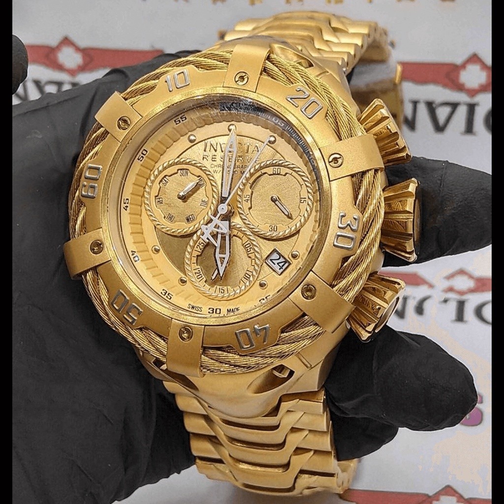 Relogio Masculino Dourado Resistente à água Invicta Pesado Grande Thunderbolt Com Caixa