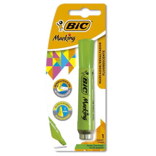 Pincel marca texto Marking Verde Fluorescente com 1 unidade Bic em Oferta na Shopee