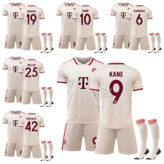 2024-25 Temporada FC Bayern De Munique Segunda Fora De Futebol Adulto Crianças Jersey Kit Kimmich Kane Sane Davis Muller Musiala Conjuntos Esportivos Com Meias