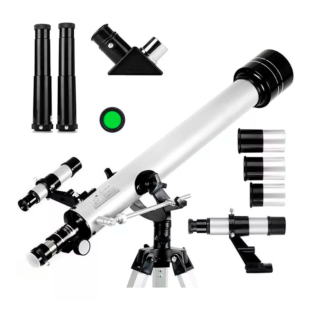 Telescópio Astronômico Refrator Profissional Com Tripé 90060 - Prateado ...