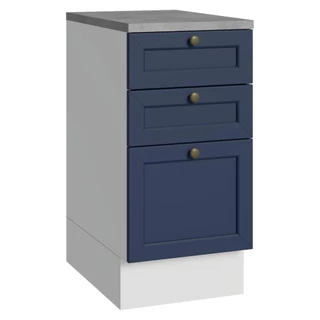 Balcão de Cozinha 40 cm 3 Gavetas Branco/Azul Vik Madesa em Oferta na Shopee
