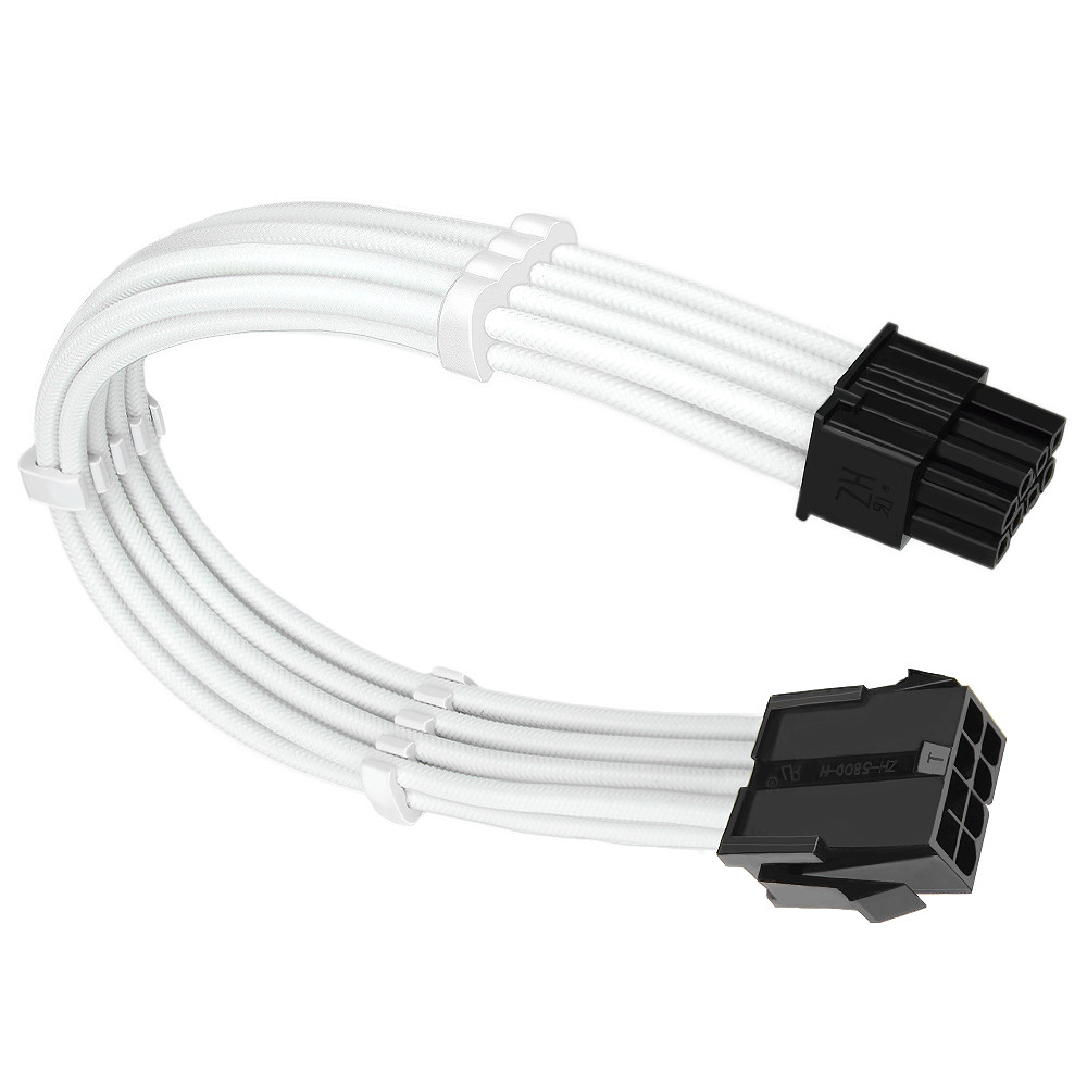 CABO SLEEVED BRANCO EXTENSOR FONTE PARA GPU 6+2 = 8 PINOS