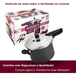 Panela de Pressão Antiaderente 4,5 Litros em Alumínio e Fechamento Externo