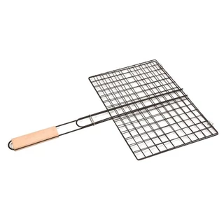 Grelha de Aço Carbono com Cabo de Madeira 35x24x50CM em Oferta na Shopee