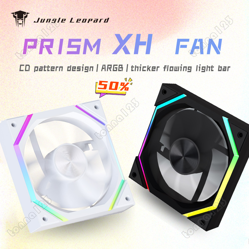 Ventilador De Refrigeração Jungle Leopard PC Case Fan 120mm PrismXS 5V 3Pin ARGB Cyclic Mirror Light Effect PWM Lian Li