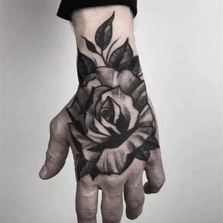 1 Adesivo De Tatuagem De Flor De Mão De Folha Temporária À Prova D