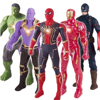Luz LED Vingadores Figuras De PVC Super Herói Homem-Aranha Hulk Bonecos Modelo Brinquedos Brilhantes Para Menino Presente De Aniversário