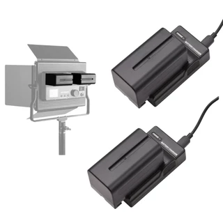 Kit 2 Baterias NP-F750/F770 4400 para Iluminadores e Filmadoras com 2 Carregadores CAR-NPF970