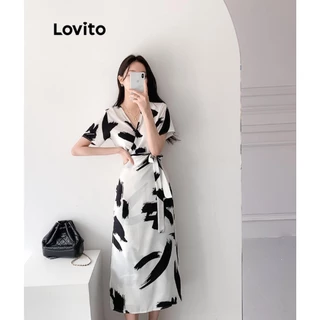 Lovito Vestido casual Ditsy Floral Padrão com renda para mulheres LNE64162