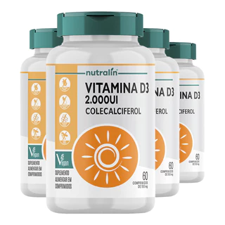 Kit 4x Vitamina D3 Nutralín Colecalciferol 60 Comp.