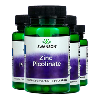 Kit 4x Picolinato de Zinco 22mg Swanson 60 Caps Importado /Made in Usa