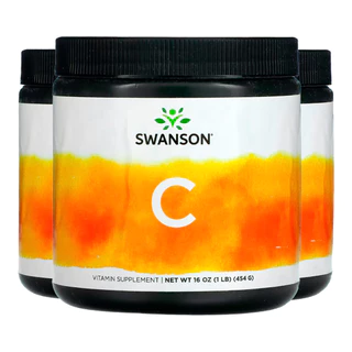 Kit 3x Pó de Vitamina C-1000 Swanson 454 gramas Importado /Made in Usa