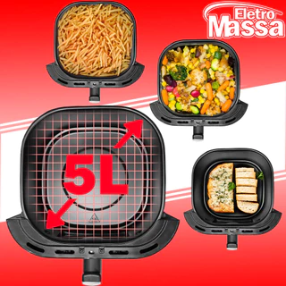 Air Fryer Fritadeira Eletrica Receitas Saudaveis Sem Oléo Visor Led Cor Preta 220 5l 1350w