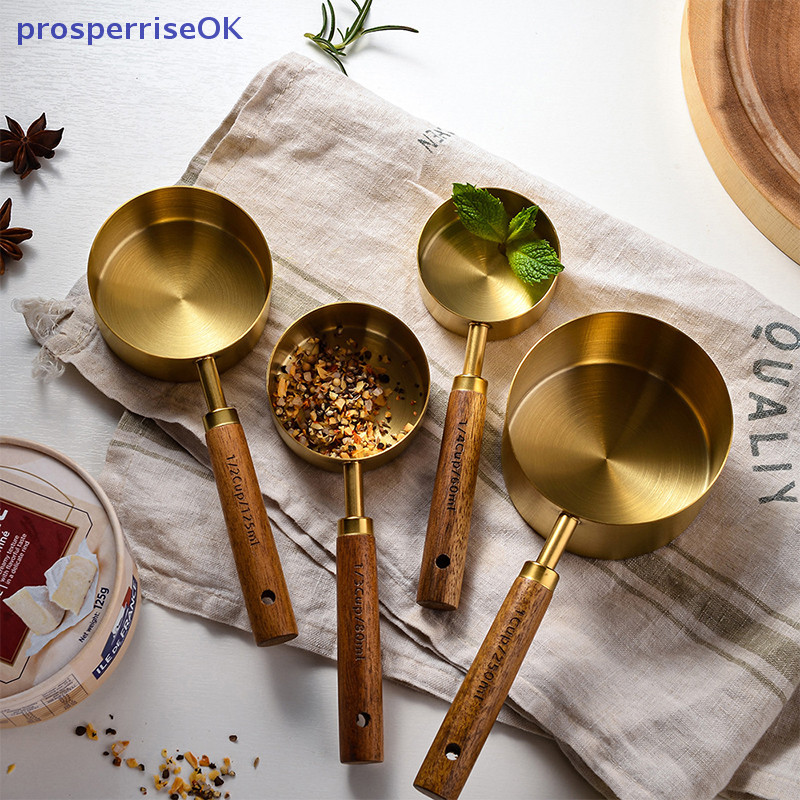 [newpros] 4 Unidades De Alça De Aço Inoxidável Copos Medidores Colheres Ferramentas De Cozimento Balança De Bartender De Café Conjunto De Acessórios De Cozinha [pubr]