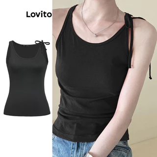 Lovito Casual Simples Assimétrico Básico Regata para Mulheres L100MD413