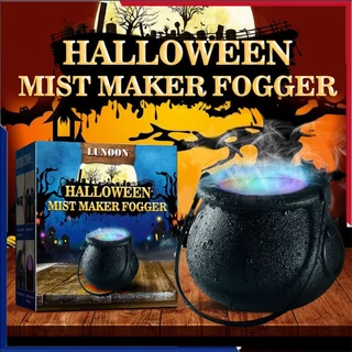 OUTDOOR Halloween Witch Jar Caldeirão Mist Maker Máquina De Fumaça Com Luz Colorida Decoração De Feriado Adereço UE EUA Reino Unido Plug