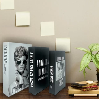 Conjunto de Caixa Livro Decorativo Porta Organizador Objetos Decoração Casa Sala Quarto
