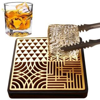 Beautyus Placa De Design De Cubo De Gelo , Molde De Carimbo De Latão De Qualidade Alimentar , Bar , Bartender , Uísque , Bandeja Quadrada De Estampagem