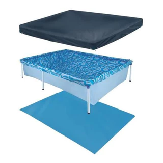 Piscina Infantil 1000 Litros Retangular + Capa + Forro - Mor