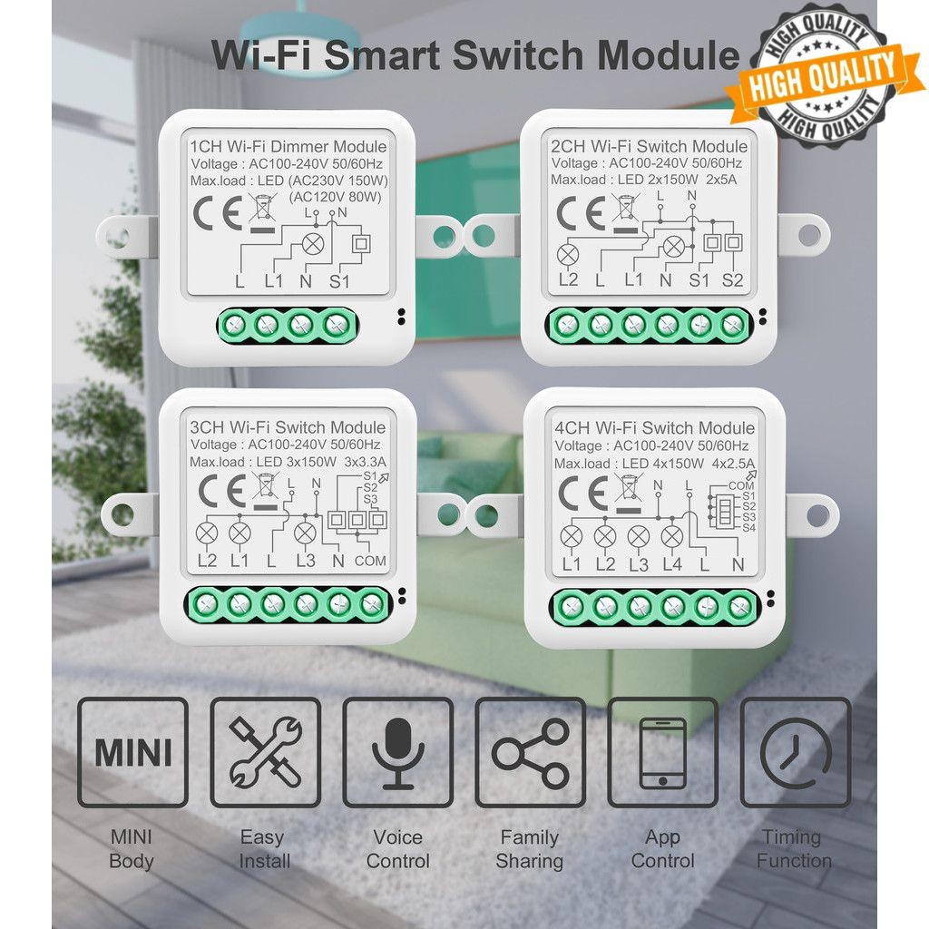 Mini Wifi Switch Compatível Com Alexa Google Home 30M Estabiliza A ...
