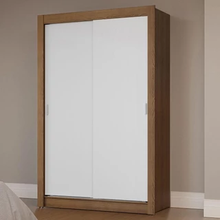 Guarda-Roupa Solteiro 2 Portas de Correr Rustic/Branco Milano Madesa em Oferta na Shopee