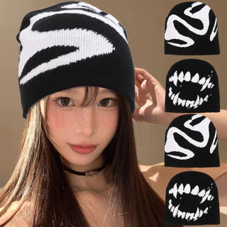 Chapéu De Malha Y2K Coreano – Boné Americano Engraçado Hip-hop Gorro De Cabeça De Bolsa Personalidade , Legal Proteção D