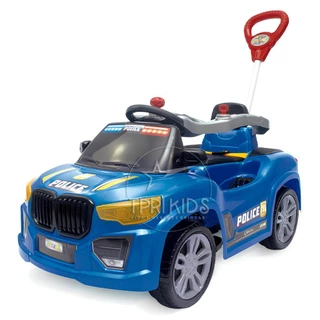 CARRINHO DE PASSEIO INFANTIL COM PEDAL E EMPURRADOR BM CAR POLICIA AZUL QUADRICICLO BRINQUEDO MOTINHA MOTOCA MARAL
