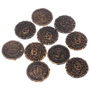 10 Moedas de Tesouro Pirata – Plástico Adereço para Festas e Brincadeiras